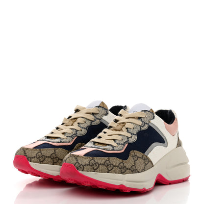 Gucci GG Supreme Monogram Mix Monogram Womens Rhyton Sneakers 36.5 London Blue Beige Pale Pink 3 of 7