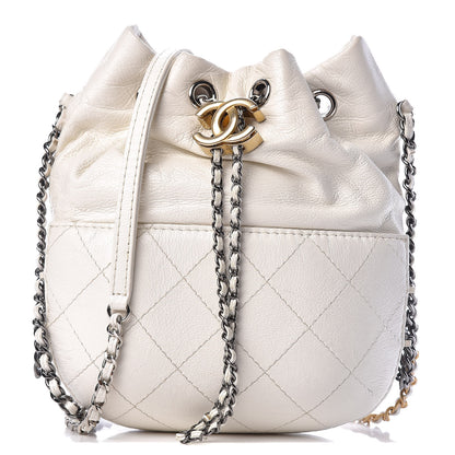 Chanel Aged Calfskin Quilted Small Gabrielle Bucket White 1 of 11