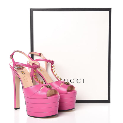 Gucci Malaga Kid Angel T-Strap Platform High Heel Sandals 38 Rododendro 8 of 8