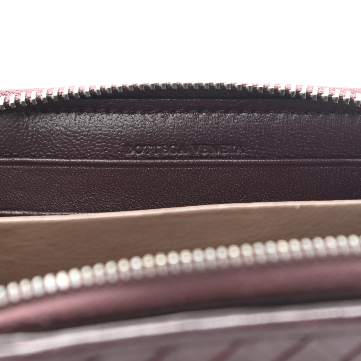 Nappa Intrecciato Zip Around Coin Purse Aubergine