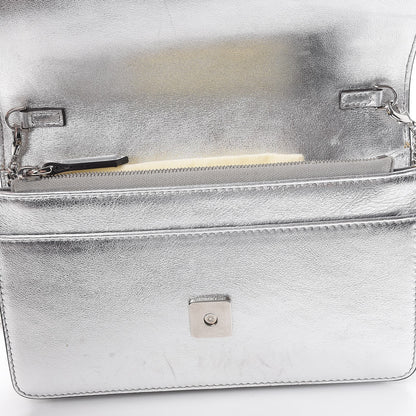 Fendi Vitello Catalan Mirror Flowerland Tube Wallet On Chain Argento 8 of 11