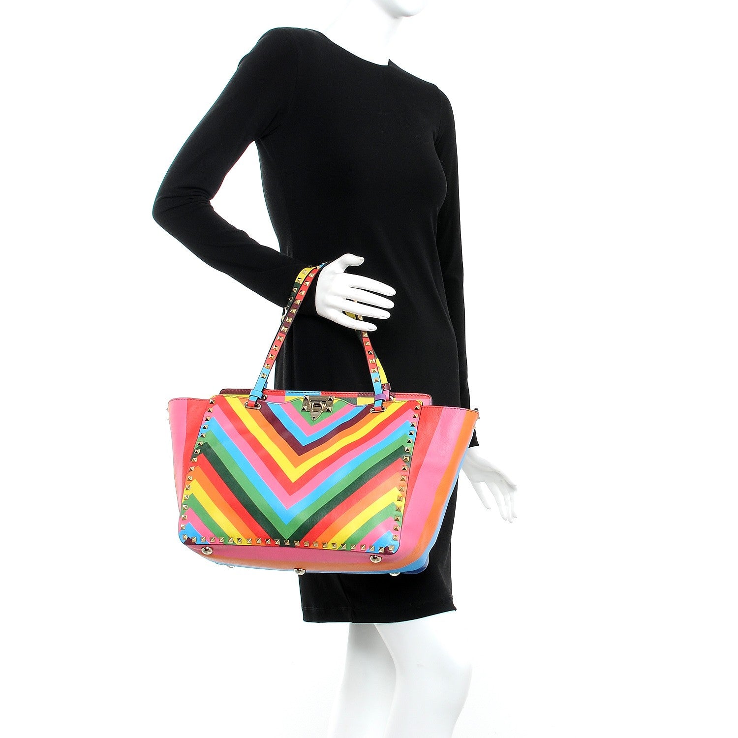 Valentino Garavani Vitello 1973 Medium Rockstud Tote Multicolor 3 of 8