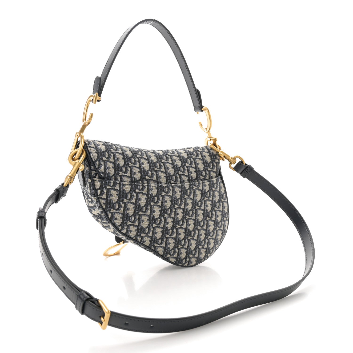 Christian Dior Oblique Saddle Bag With Strap Blue 3 of 10