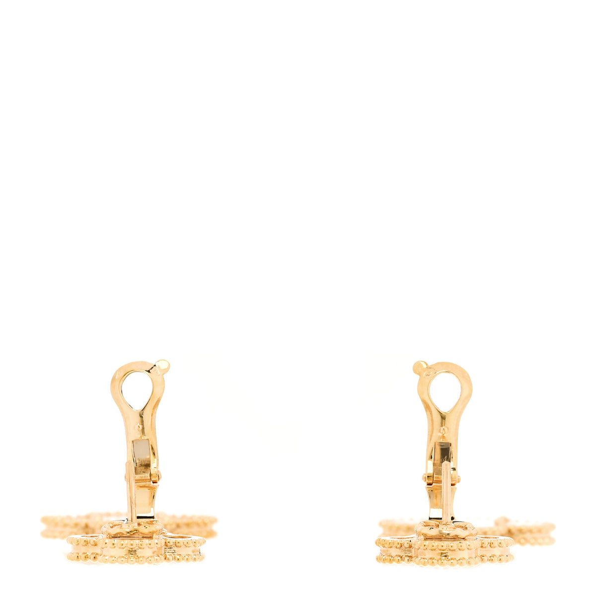 Van Cleef & Arpels 18K Yellow Gold Mother of Pearl 2 Motifs Magic Alhambra Earrings 3 of 5