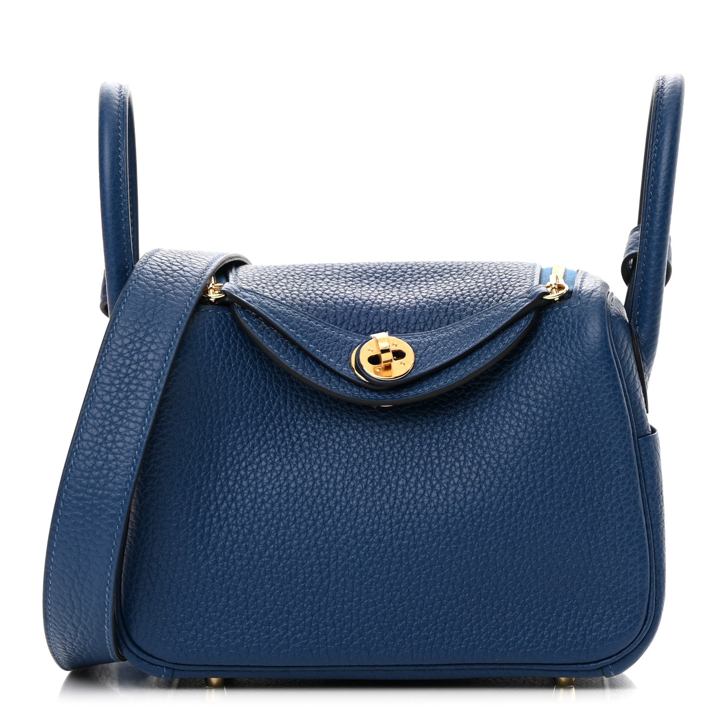Hermes Taurillon Clemence Mini Lindy 20 Deep Bleu 1 of 11