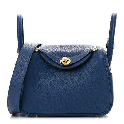 Hermes Taurillon Clemence Mini Lindy 20 Deep Bleu 1 of 11