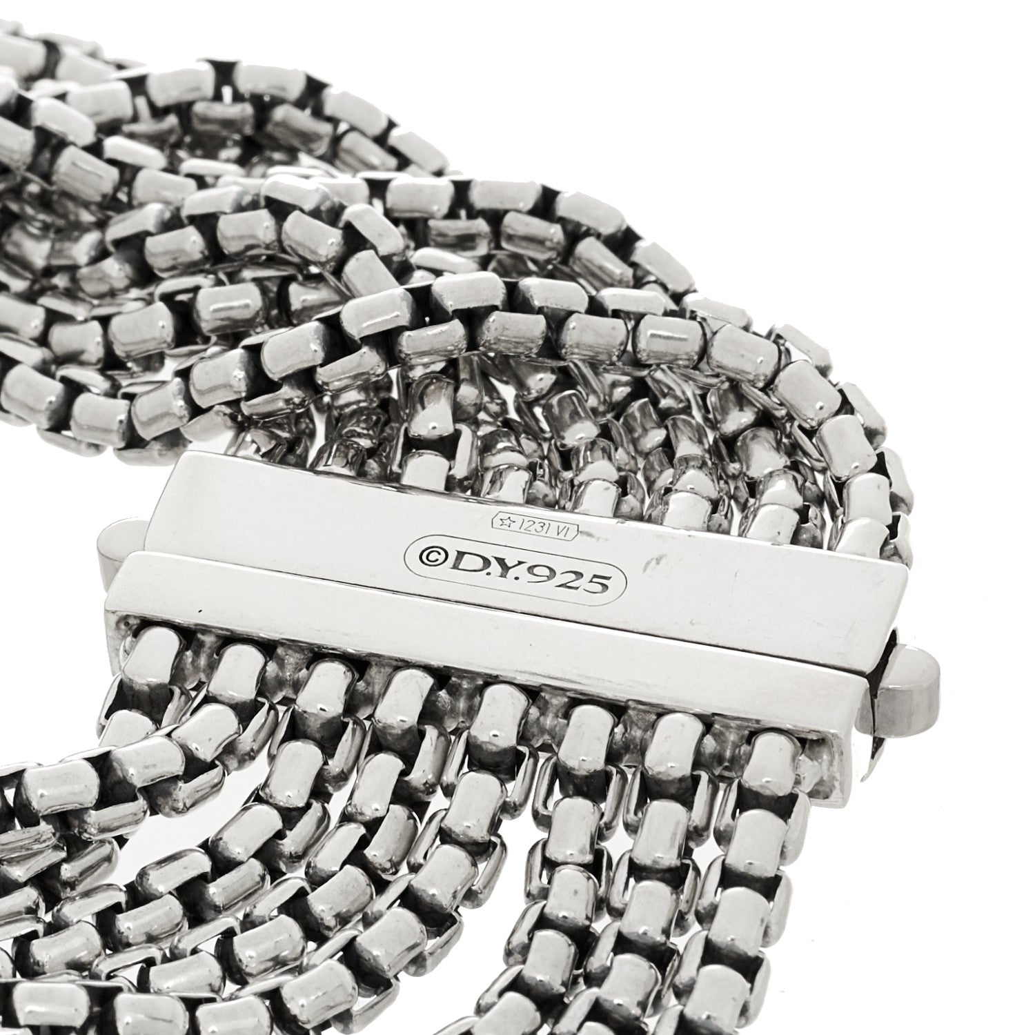 David Yurman Sterling Silver Eight-Row Box Chain Bracelet 3 of 3