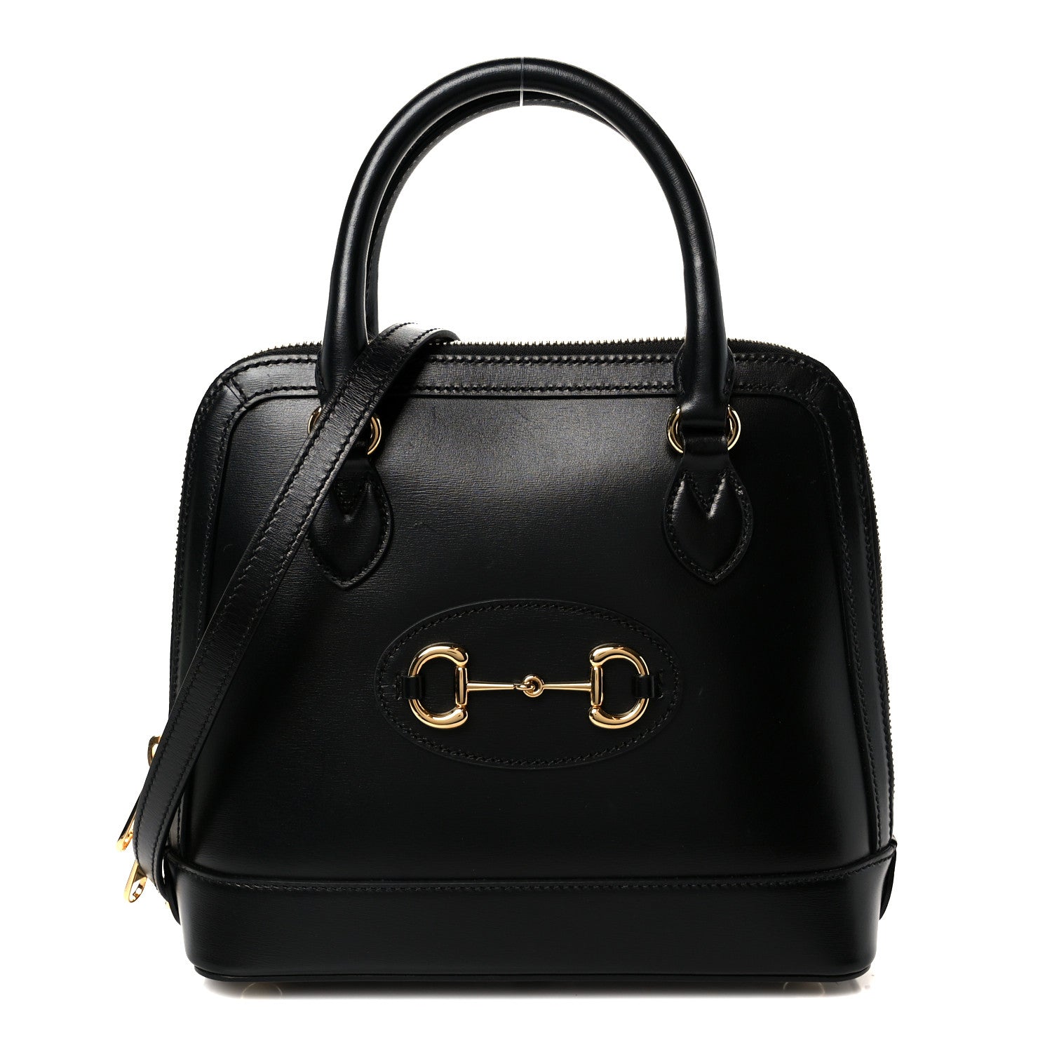 Gucci Boarded Plutone Calfskin Small Horsebit 1955 Top Handle Bag Black 1 of 12