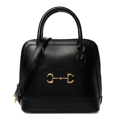 Gucci Boarded Plutone Calfskin Small Horsebit 1955 Top Handle Bag Black 1 of 12