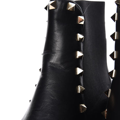 Valentino Garavani Calfskin Rockstud Beatle Chelsea 20mm Ankle Boots 37 Black 9 of 9