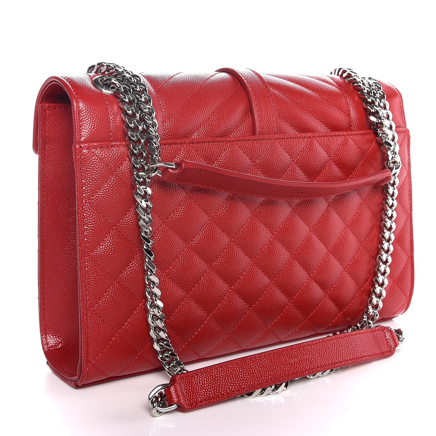 Grain De Poudre Textured Mixed Matelasse Triquilt Medium Monogram Satchel Red