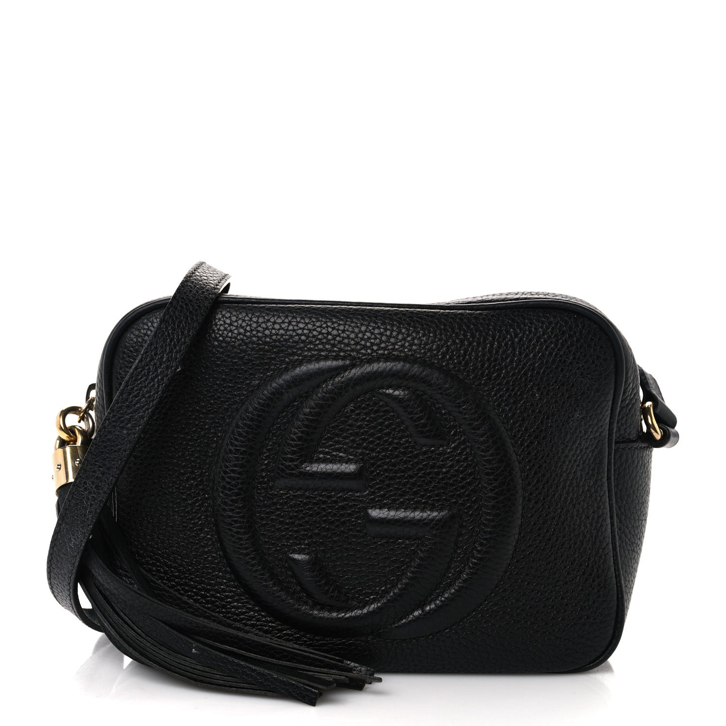 Pebbled Calfskin Small Soho Disco Bag Black