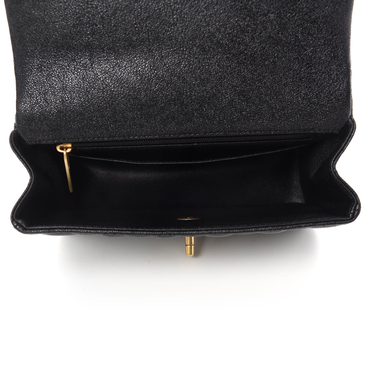 Caviar Quilted Mini Top Handle Rectangular Flap Black