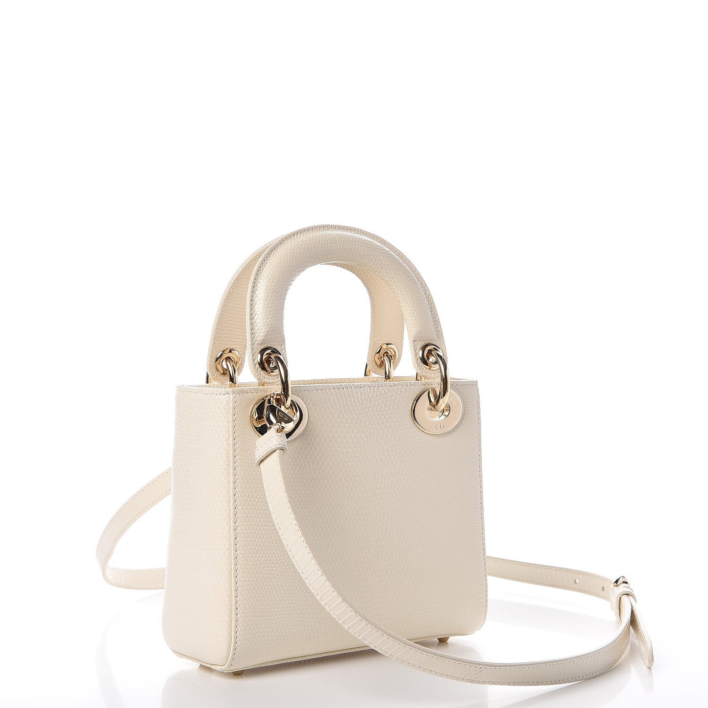Lizard Mini Lady Dior White