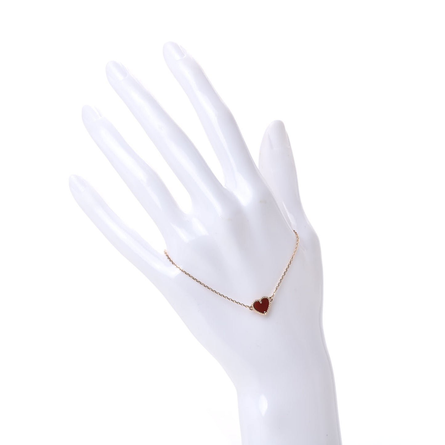 18K Rose Gold Carnelian Sweet Alhambra Heart Bracelet
