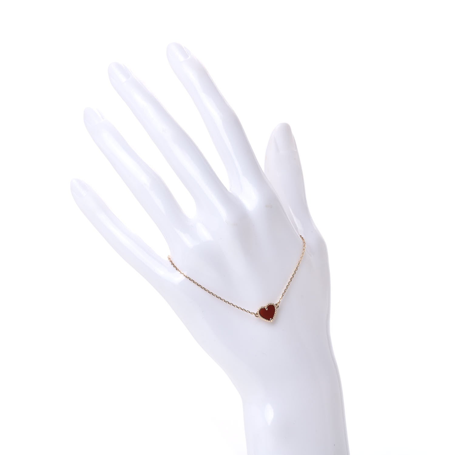 Van Cleef & Arpels 18K Rose Gold Carnelian Sweet Alhambra Heart Bracelet 2 of 6