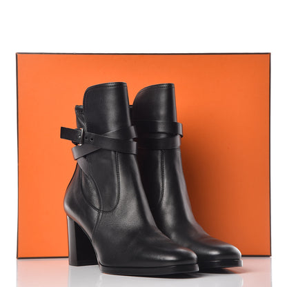 Hermes Calfskin Stretch Nappa Womens Songe 70 Low Boots 37 Black 8 of 8