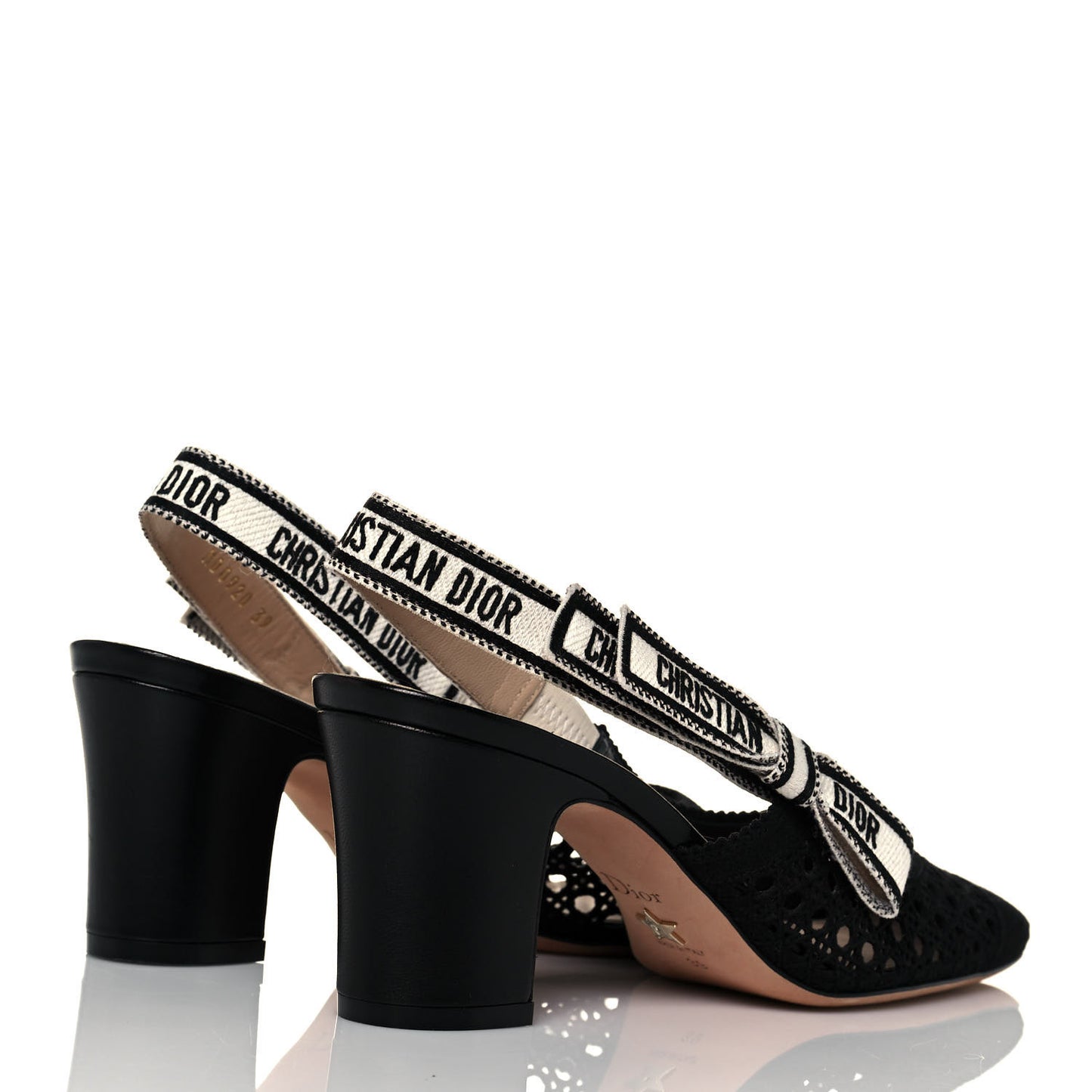 Cotton Lambskin Mesh Cannage Dior & Moi Slingback 70mm Pumps 39 Black