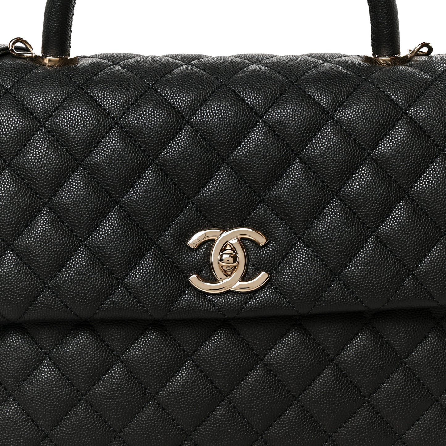 Caviar Quilted Medium Coco Handle Flap Black