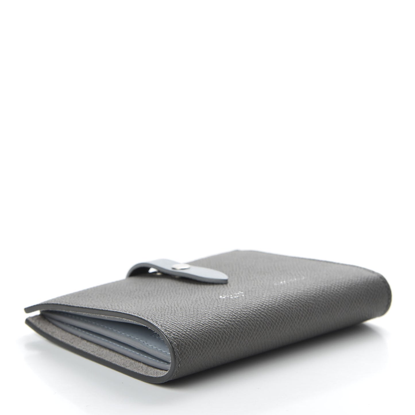 Grained Calfskin Medium Multifunction Strap Wallet Grey