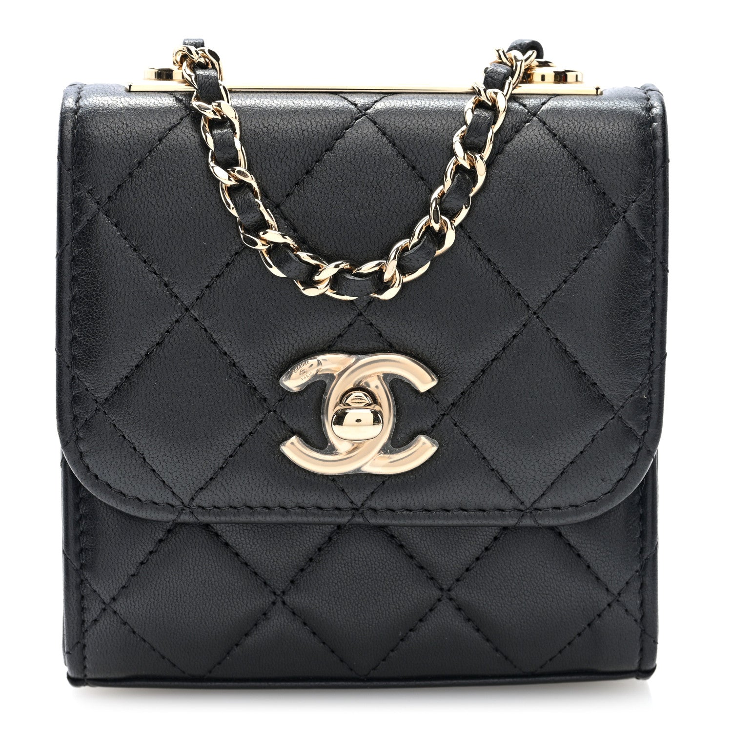 Chanel Lambskin Quilted Mini Trendy CC Clutch With Chain Black 1 of 9