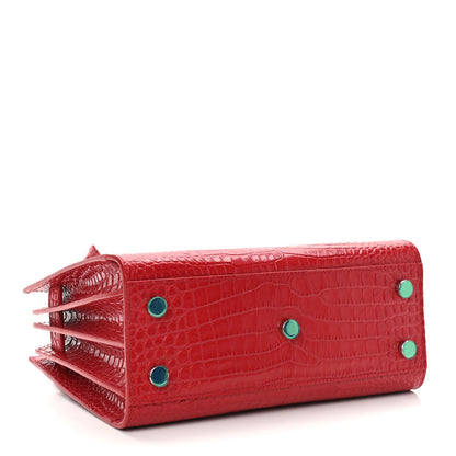 Saint Laurent Calfskin Crocodile Embossed Nano Sac De Jour Red 4 of 10