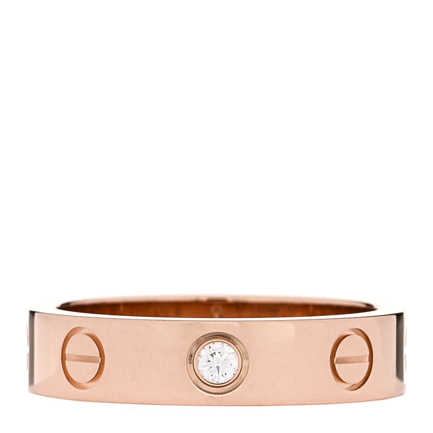 18K Pink Gold Diamond 4mm LOVE Wedding Band Ring 47 4.25