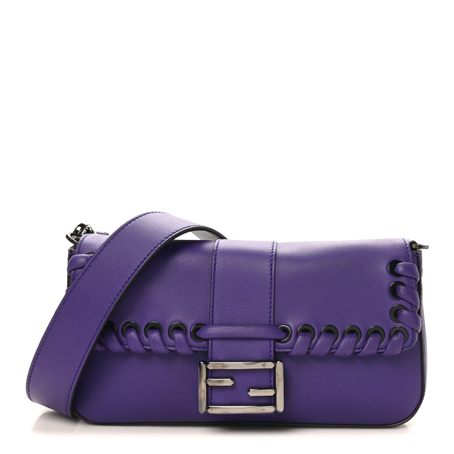 Fendi Vitello Dolce Lace Up Baguette Purple Rain 1 of 10
