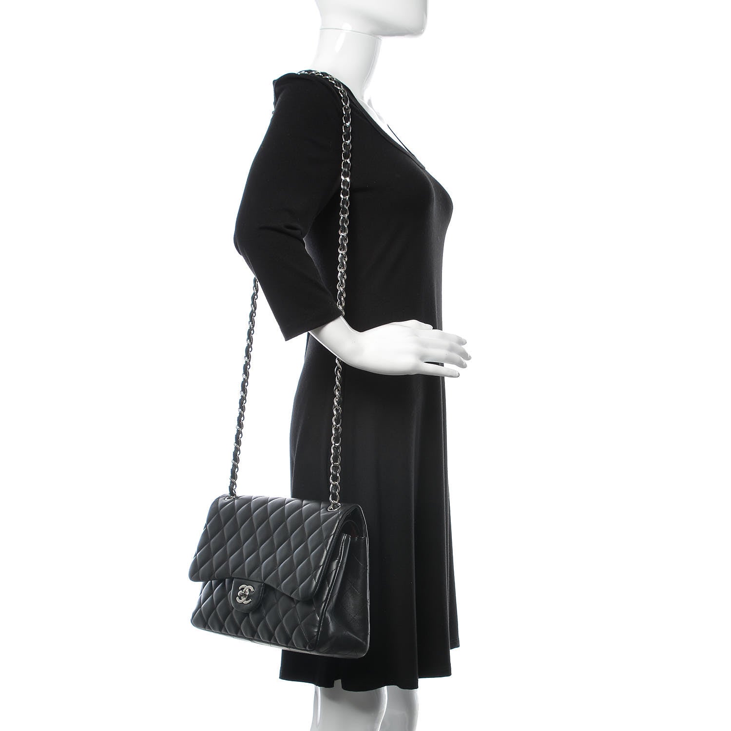 Chanel Lambskin Quilted Jumbo Double Flap Black 2 of 11