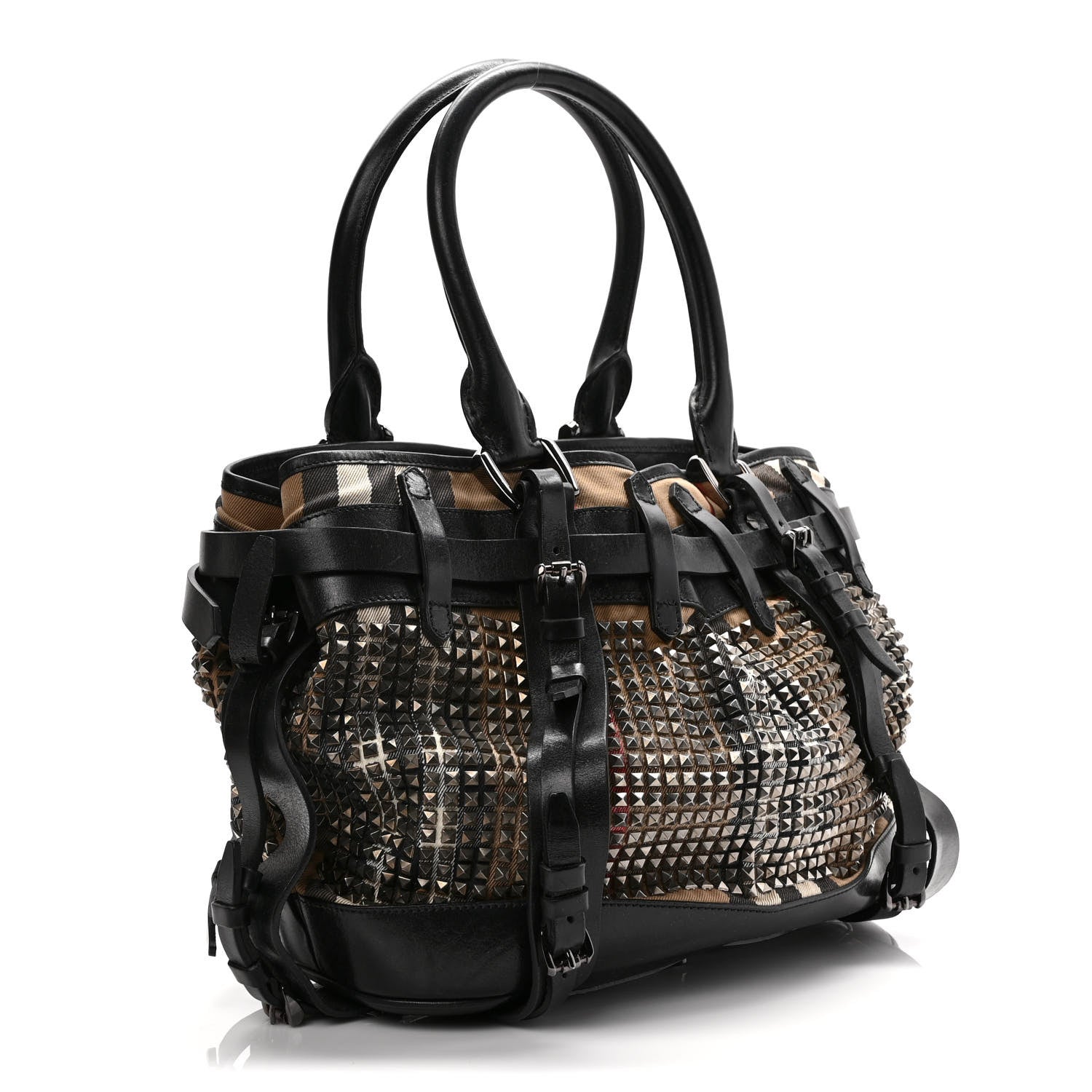 Burberry Calfskin House Check Studded Rowan Black 2 of 8