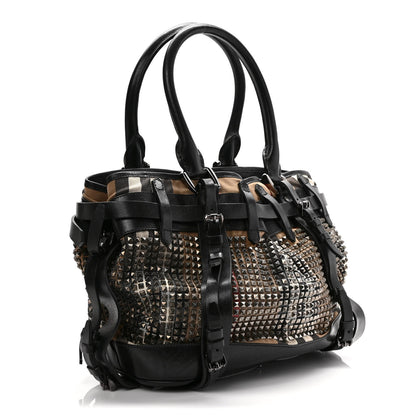 Burberry Calfskin House Check Studded Rowan Black 2 of 8