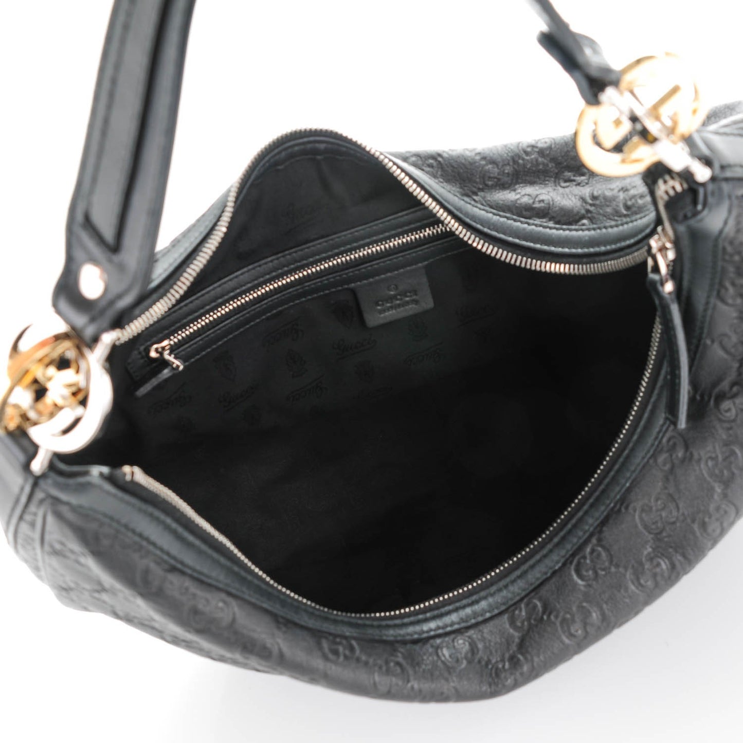 Guccissima Large GG Twins Hobo Black