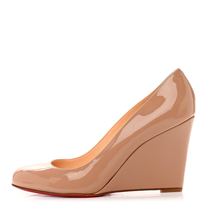 Christian Louboutin Patent Ron Ron Zeppa 80 Wedges 41 Nude 1 of 7