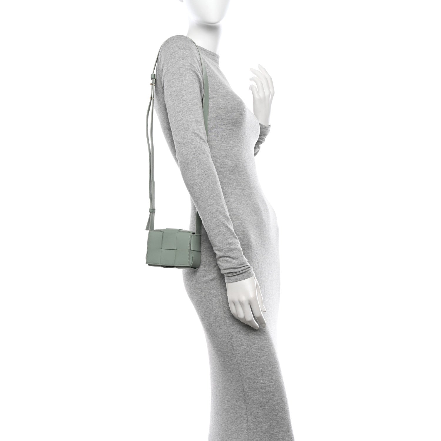 Bottega Veneta Lambskin Maxi Intrecciato Extra Mini Cassette Crossbody Bag New Sauge 2 of 9