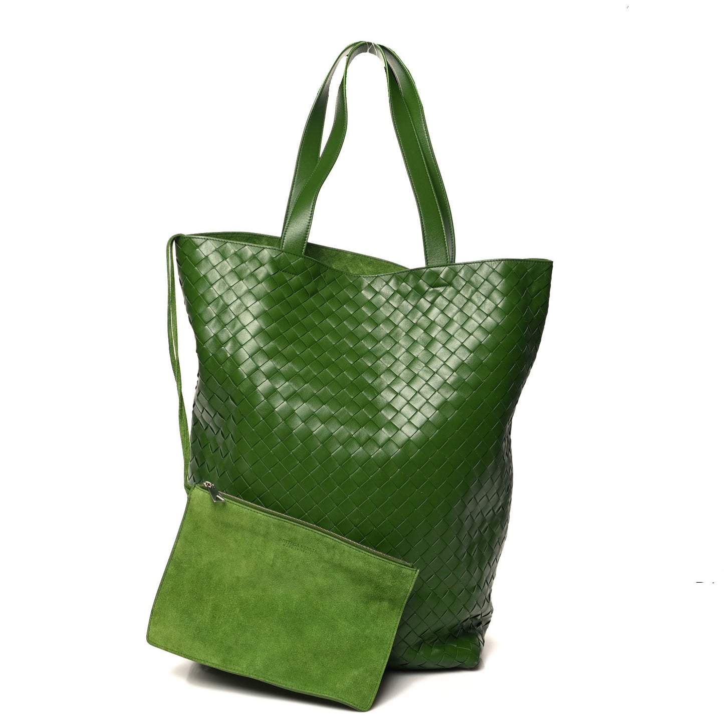 Calfskin Intrecciato Large North South Tote Bag Aloe