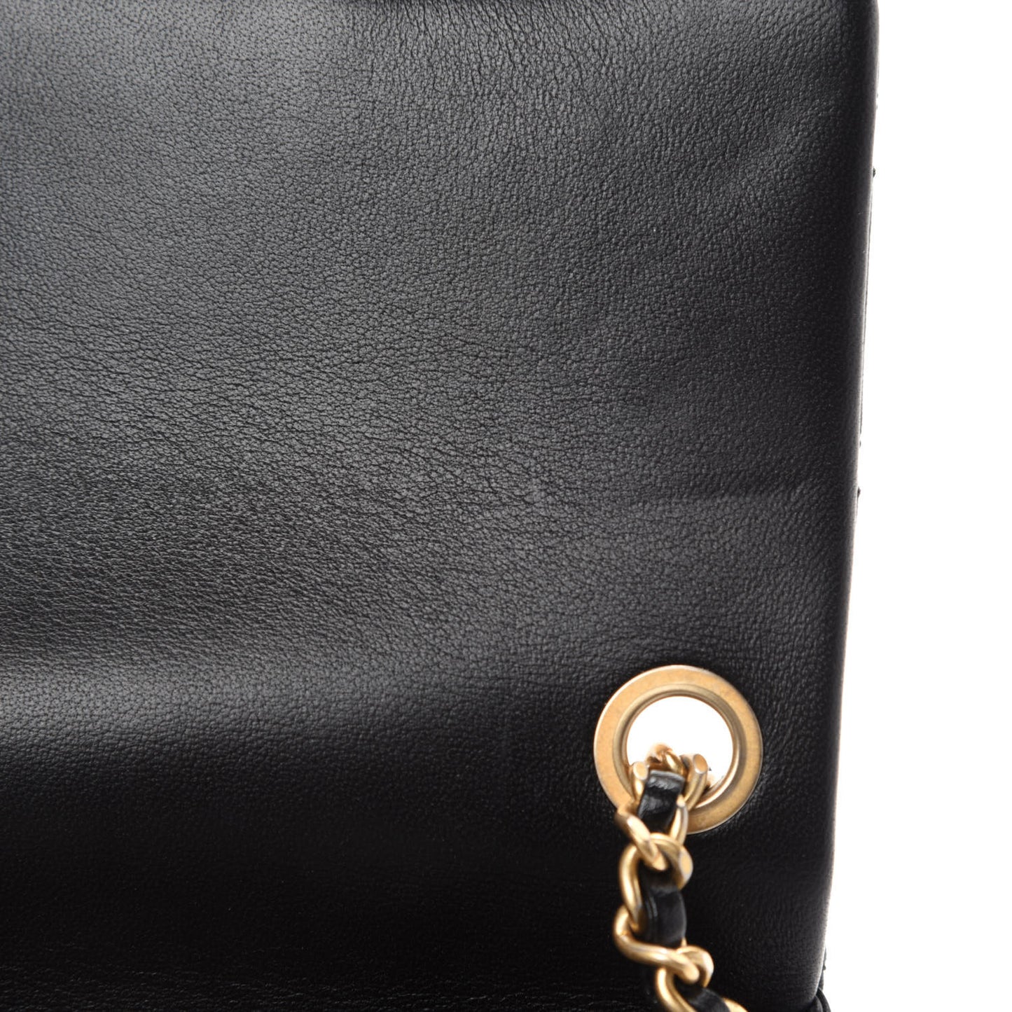 Lambskin Quilted Mini Pearl Crush Flap Black