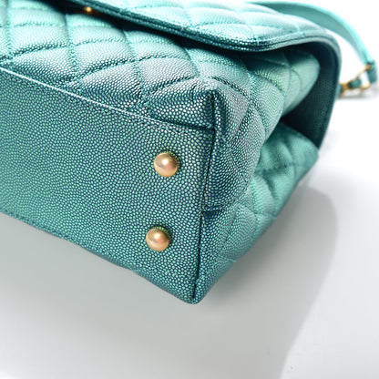 Chanel Metallic Caviar Quilted Mini Coco Handle Flap Blue 6 of 10