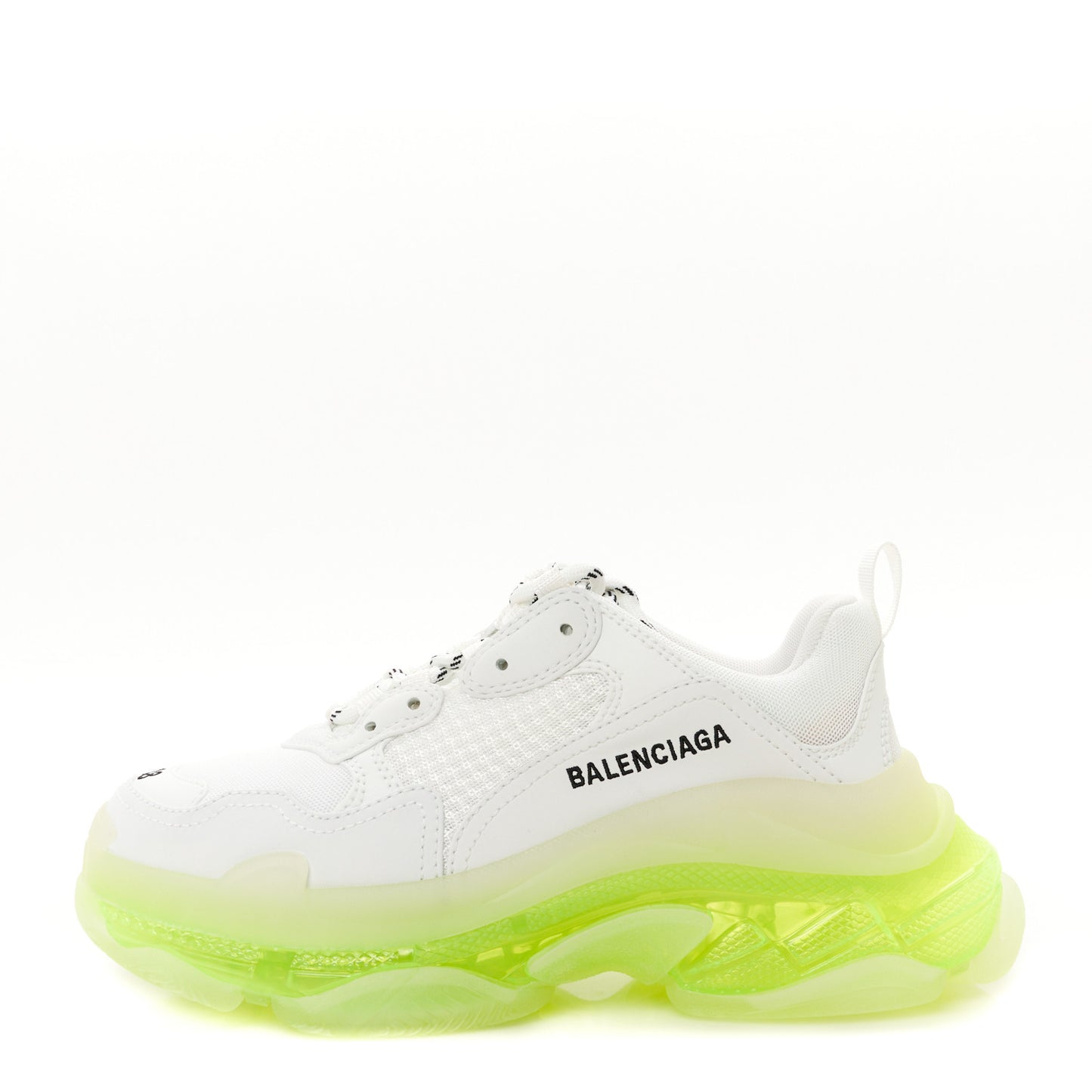 Fabric Mesh Clear Sole Fluo Womens Triple S Sneakers 38 White Fluo Yellow