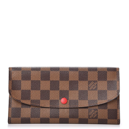 Louis Vuitton Damier Ebene Emilie Wallet Red 1 of 8
