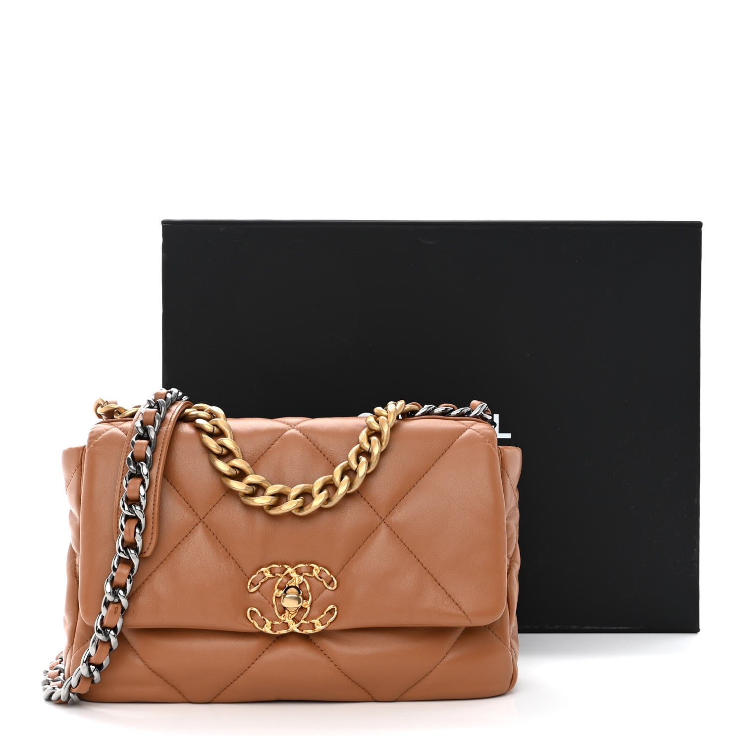 Chanel Lambskin Quilted Medium Chanel 19 Flap Brown 11 of 11