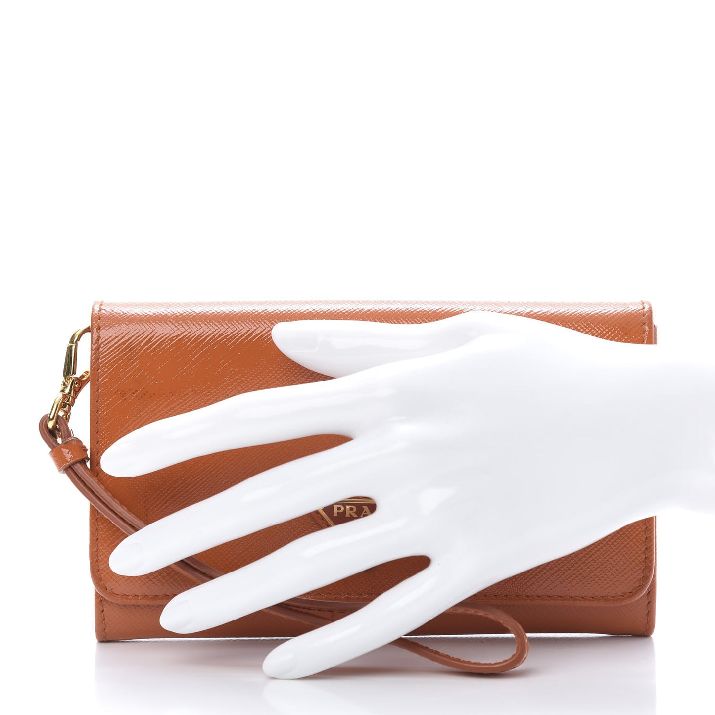 Saffiano Metal Wristlet Wallet Orange