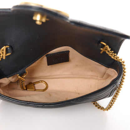 Gucci Calfskin Matelasse Super Mini GG Marmont Shoulder Bag Black 5 of 11