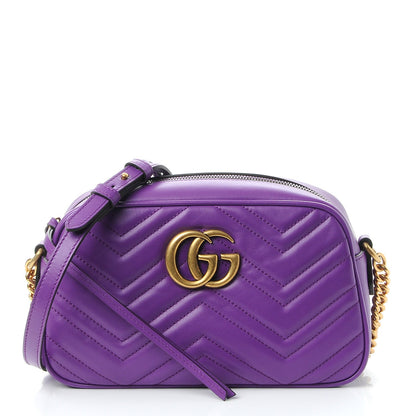 Gucci Calfskin Matelasse Small GG Marmont Chain Shoulder Bag Shine Purple 1 of 7