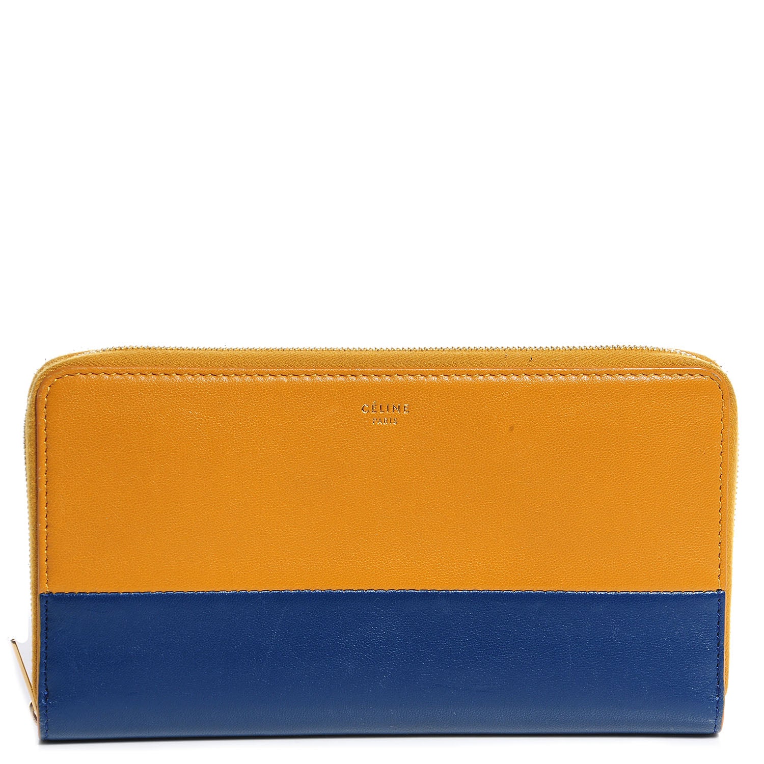 Celine Lambskin Large Zip Around Multifunction Wallet Amber Ocean Blue 1 of 9