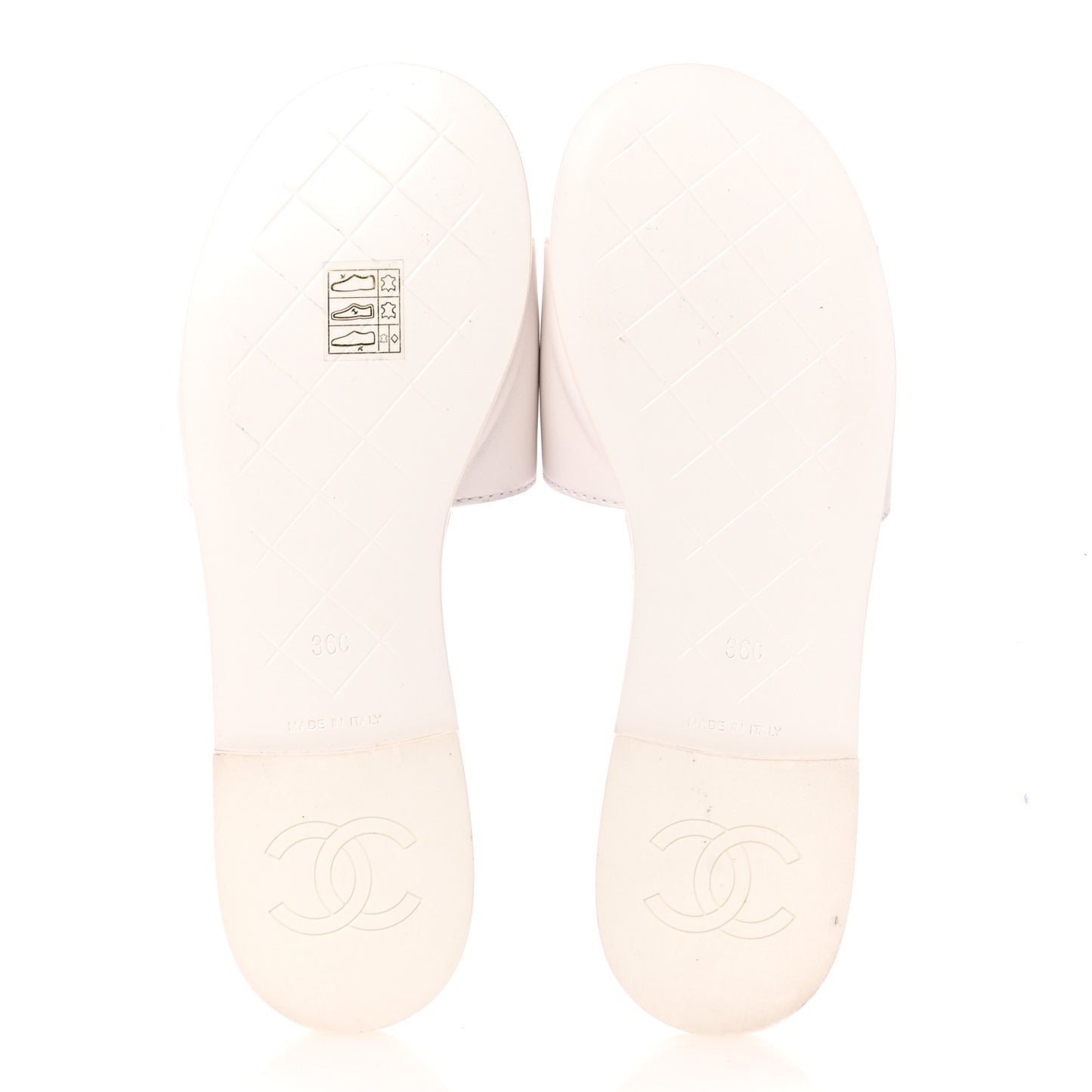 Lambskin Quilted Turnlock Flat Mules 36 White