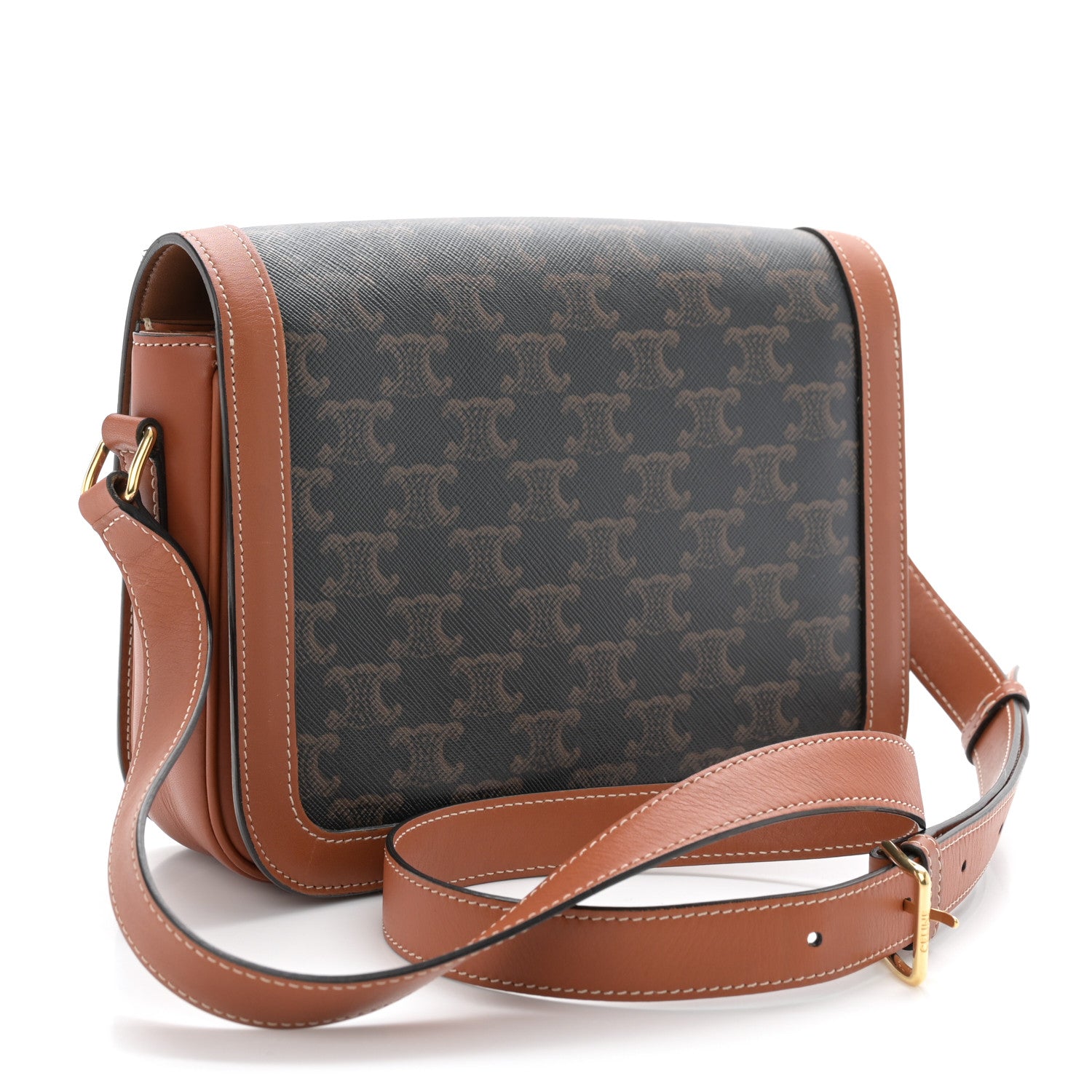 Celine Triomphe Canvas Calfskin Medium Triomphe Bag Tan 3 of 11
