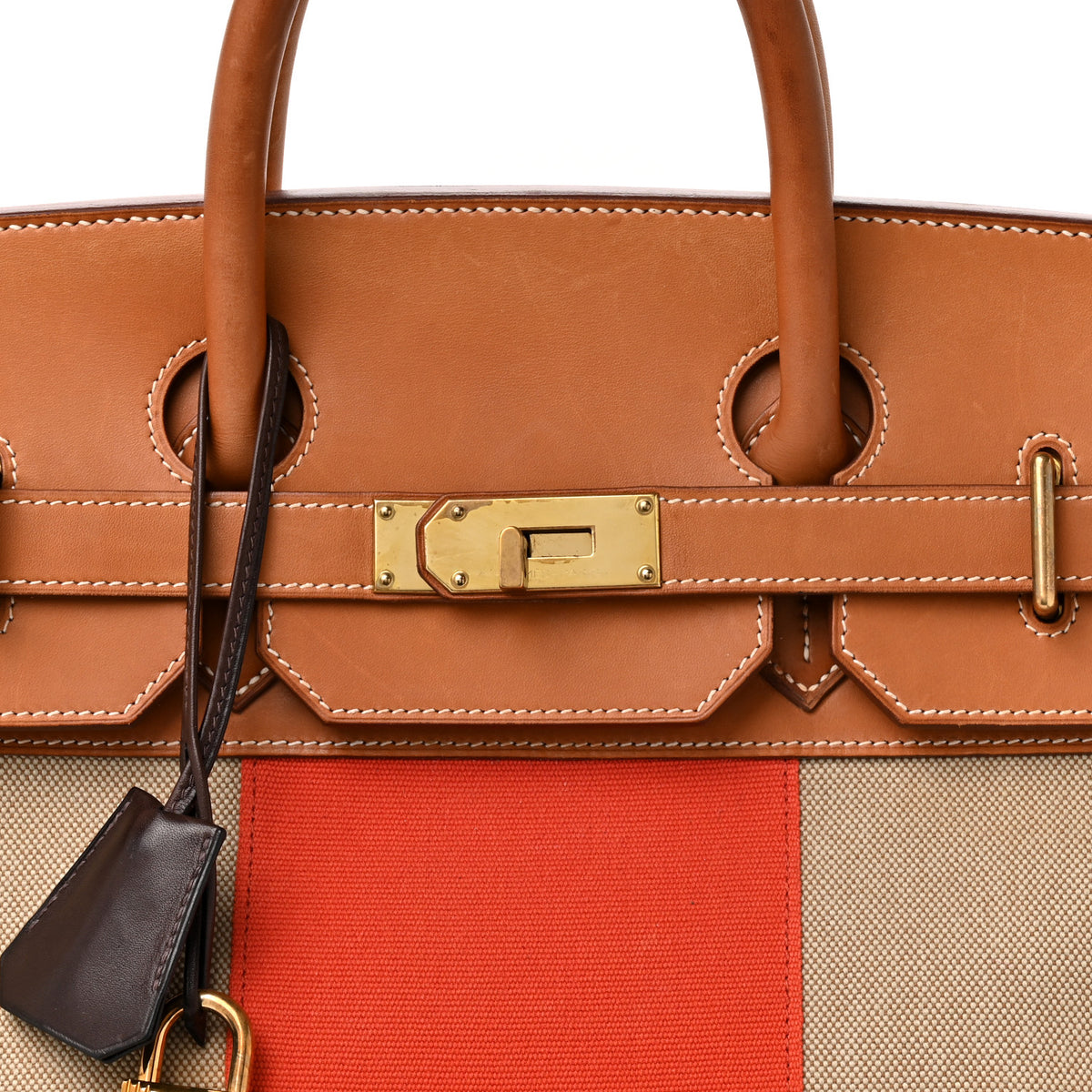 Toile Natural Barenia Flag HAC Birkin 40  Fauve Paprika