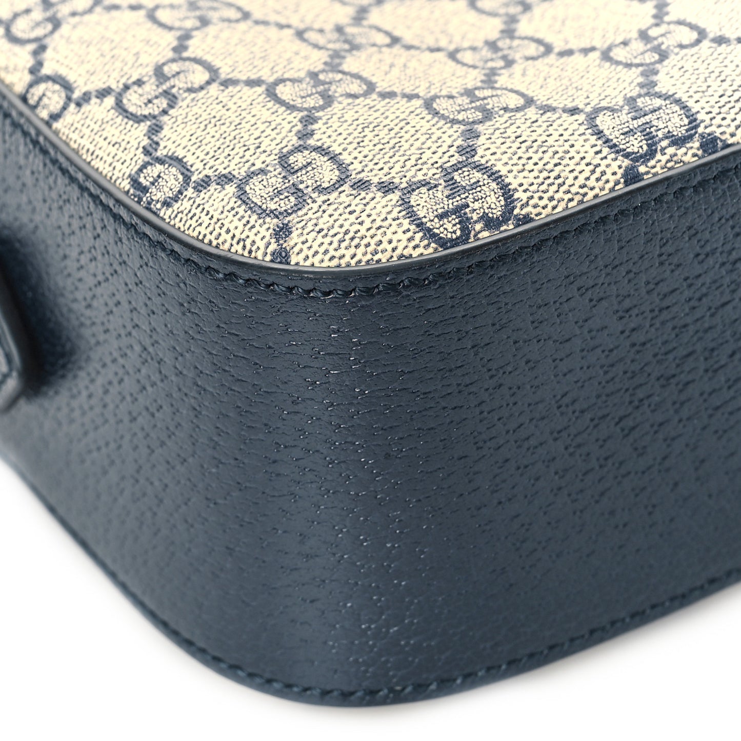 GG Supreme Monogram Textured Dollar Calfskin Web Small Ophidia Camera Bag Beige Blue
