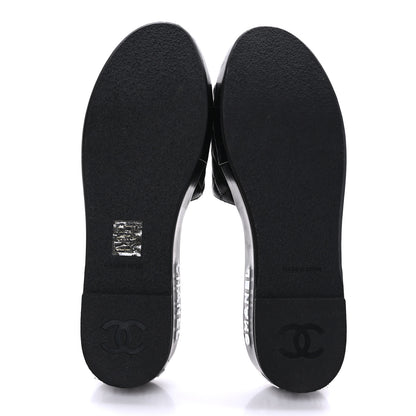 Chanel Lambskin Quilted CC Espadrille Slip On Sandals 40 Black 6 of 9