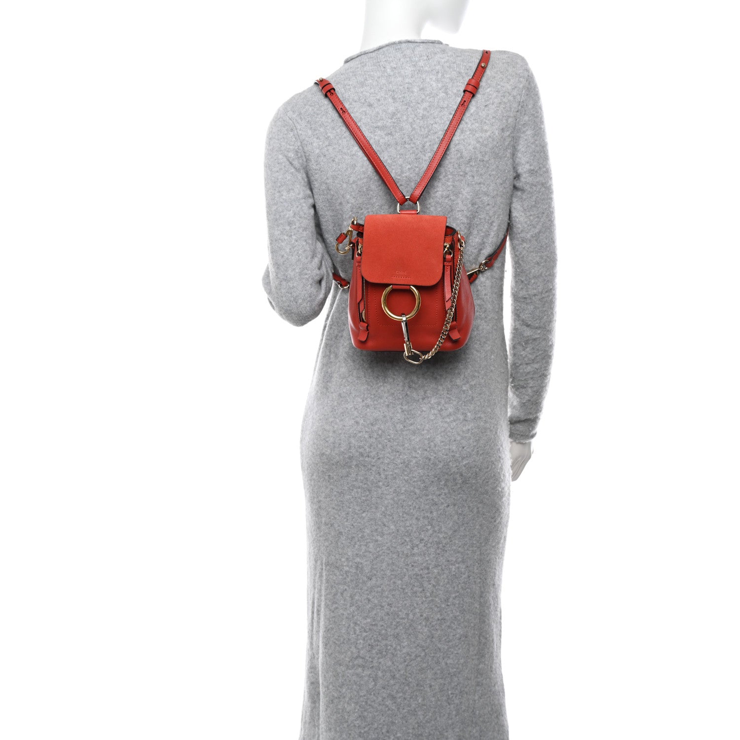 Chloe Suede Calfskin Mini Faye Backpack Sepia Red 2 of 13